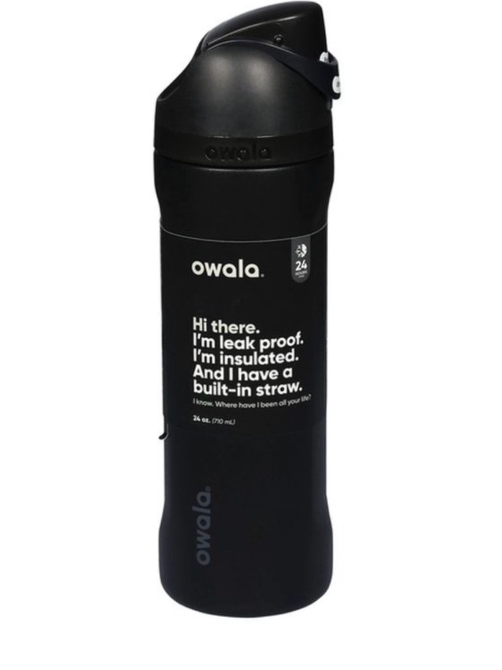 owala Insulated Leak-Proof Water Bottle with Built-In Straw - Black